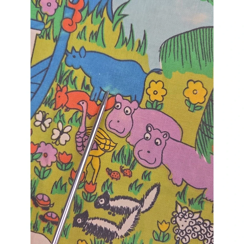Vintage‎ 1970s Sears Noah's Ark Psychedelic Mod Colorful Retro Pillow Case STD